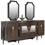 Casa Padrino Luxus Barock Sideboard und 2 Spiegel Dunkelbraun / Gold - Barock Mbel