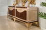 Casa Padrino Luxus Barock Sideboard und 3 Wandspiegel Dunkelbraun / Grau / Gold - Barock M�bel