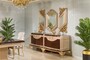Casa Padrino Luxus Barock Sideboard und 3 Wandspiegel Dunkelbraun / Grau / Gold - Barock M�bel