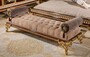 Casa Padrino Luxus Barock Sitzbank Grau / Dunkelbraun / Gold - Barock M�bel