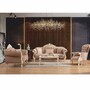 Casa Padrino Luxus Barock Wohnzimmer Sofa Hellbraun / Wei� / Gold 210 cm - Barockstil M�bel