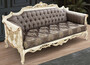 Casa Padrino Luxus Barock Sofa Grau / Braun / Wei� / Gold / Silber - Handgefertigtes Wohnzimmer Sofa mit elegantem Muster und Glitzersteinen - Barock Wohnzimmer M�bel - Edel & Prunkvoll