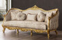 Casa Padrino Luxus Barock Sofa Beige / Gold - Prunkvolles Wohnzimmer Sofa mit Muster - Prunkvolle Barock Wohnzimmer M�bel