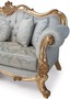Casa Padrino Luxus Barock Wohnzimmer Sofa mit dekorativen Kissen Hellblau / T�rkis / Gold 222 x 82 x H. 120 cm - Barock Wohnzimmerm�bel