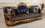 Casa Padrino Luxus Barock Sofa Blau / Gold / Braun - Prunkvolles Wohnzimmer Sofa mit elegantem Muster - Barock Wohnzimmer M�bel