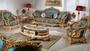Casa Padrino Luxus Barock Sofa Blau / Beige / Braun / Gold - Prunkvolles Wohnzimmer Sofa mit elegantem Muster - Barock Wohnzimmer M�bel -  Edel & Prunkvoll