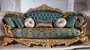 Casa Padrino Luxus Barock Sofa Blau / Beige / Braun / Gold - Prunkvolles Wohnzimmer Sofa mit elegantem Muster - Barock Wohnzimmer M�bel -  Edel & Prunkvoll