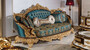 Casa Padrino Luxus Barock Sofa Blau / Beige / Braun / Gold - Prunkvolles Wohnzimmer Sofa mit elegantem Muster - Barock Wohnzimmer M�bel -  Edel & Prunkvoll