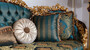 Casa Padrino Luxus Barock Sofa Blau / Beige / Braun / Gold - Prunkvolles Wohnzimmer Sofa mit elegantem Muster - Barock Wohnzimmer M�bel -  Edel & Prunkvoll
