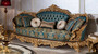 Casa Padrino Luxus Barock Sofa Blau / Beige / Braun / Gold - Prunkvolles Wohnzimmer Sofa mit elegantem Muster - Barock Wohnzimmer M�bel -  Edel & Prunkvoll