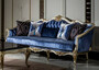 Casa Padrino Luxus Barock Sofa Blau / Silber / Gold - Handgefertigtes Wohnzimmer Sofa mit dekorativen Kissen - Barock Wohnzimmer M�bel