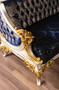 Casa Padrino Luxus Barock Sofa Royalblau / Schwarz / Silber / Gold - Prunkvolles Wohnzimmer Sofa mit elegantem Muster - Barock Wohnzimmer M�bel