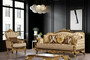 Casa Padrino Luxus Barock Sofa Beige / Braun / Gold - Prunkvolles Wohnzimmer Sofa mit Muster - Barock Wohnzimmer M�bel