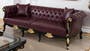 Casa Padrino Luxus Barock Chesterfield Sofa Bordeauxrot / Schwarz / Gold - Prunkvolles Wohnzimmer Sofa mit edlem Kunstleder - Barock Chesterfield Wohnzimmer M�bel
