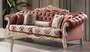 Casa Padrino Luxus Barock Sofa Rot / Wei� / Gold - Prunkvolles Wohnzimmer Sofa mit elegantem Muster und dekorativen Kissen - Wohnzimmer M�bel im Barockstil