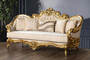 Casa Padrino Luxus Barock Sofa Cremefarben / Gold - Prunkvolles Wohnzimmer Sofa mit Muster - Barock Wohnzimmer M�bel - Edel & Prunkvoll