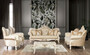Casa Padrino Luxus Barock Sofa Gold / Creme / Gold - Prunkvolles Wohnzimmer Sofa mit Muster - Barock Wohnzimmer M�bel - Edel & Prunkvoll