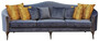 Casa Padrino Luxus Barock Samt Sofa Blau / Dunkelbraun 280 x 90 x H. 100 cm - Edles Wohnzimmer Sofa mit dekorativen Kissen - Barock Wohnzimmer M�bel - Luxus Qualit�t