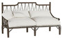 Casa Padrino Luxus Jugendstil Sofa Braun / Cremefarben 190 x 90 x H. 115 cm - Handgeschmiedetes Schmiedeeisen Sofa mit Kissen - Wohnzimmer Sofa - Garten Sofa - Terrassen Sofa - Luxus Qualit�t 