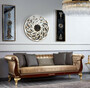 Casa Padrino Luxus Barock Chesterfield Sofa Gold / Dunkelbraun - Prunkvolles Wohnzimmer Sofa - Barockstil Wohnzimmer M�bel - Luxus M�bel im Barockstil - Barock Einrichtung - Edel & Prunkvoll