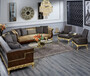 Casa Padrino Luxus Barock Chesterfield Sofa Gold / Dunkelbraun - Prunkvolles Wohnzimmer Sofa - Barockstil Wohnzimmer M�bel - Luxus M�bel im Barockstil - Barock Einrichtung - Edel & Prunkvoll