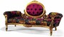 Casa Padrino Luxus Barock Sofa Schwarz / Lila / Gold 205 cm - Made in Italy 