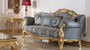 Casa Padrino Luxus Barock Sofa Blau / Gold - Handgefertigtes Barockstil Wohnzimmer Sofa mit elegantem Muster - Barock Wohnzimmer M�bel - Edel & Prunkvoll