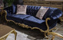 Casa Padrino Luxus Barock Samt Sofa Royalblau / Gold 240 x 82 x H. 83 cm - Prunkvolles Wohnzimmer Sofa mit dekorativen Kissen - Wohnzimmer M�bel im Barockstil