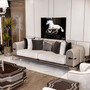 Casa Padrino Luxus Barock Sofa Creme / Grau / Dunkelbraun / Gold