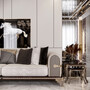 Casa Padrino Luxus Barock Sofa Creme / Grau / Dunkelbraun / Gold