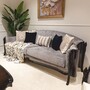 Casa Padrino Luxus Barock Samt Sofa Grau / Dunkelbraun 280 cm - Prunkvolles Barockstil Wohnzimmer Sofa - Barockstil Wohnzimmer M�bel