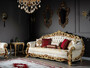 Casa Padrino Luxus Barock Sofa Wei� / Gold / Braun / Gold - Prunkvolles Wohnzimmer Sofa mit dekorativen Kissen - Barock M�bel