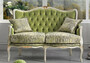 Casa Padrino Luxus Barock Sofa Gr�n / Wei� / Gold - Edles Wohnzimmer Sofa mit elegantem Muster und 2 dekorativen Kissen - Barock M�bel - Luxus Qualit�t - Made in Italy