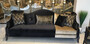 Casa Padrino Luxus Barock Sofa Schwarz / Gold 250 x 90 x H. 100 cm - Wohnzimmer Sofa im Barockstil - Barock M�bel - Edel & Prunkvoll