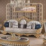 Casa Padrino Luxus Barock Sofa Grau / Gold / Blau 290 cm - Prunkvolles Barock Wohnzimmer Sofa - Barock Wohnzimmer M�bel