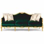 Casa Padrino Luxus Barock Sofa Gr�n / Gold 220 cm - Barock Wohnzimmer M�bel