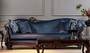 Casa Padrino Luxus Barock Sofa Blau / Dunkelbraun / Gold - Handgefertigtes Wohnzimmer Sofa im Barockstil - Barock Wohnzimmer M�bel