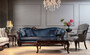Casa Padrino Luxus Barock Sofa Blau / Dunkelbraun / Gold - Handgefertigtes Wohnzimmer Sofa im Barockstil - Barock Wohnzimmer M�bel