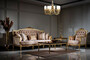 Casa Padrino Luxus Barock Sofa Rosa / Wei� / Gold - Handgefertigtes Wohnzimmer Sofa mit dekorativen Kissen - Barock M�bel