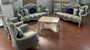 Casa Padrino Luxus Barock Sofa Grau / Mehrfarbig / Wei / Gold - Handgefertigtes Wohnzimmer Sofa mit elegantem Muster - Barock Wohnzimmer Mbel - Edel & Prunkvoll