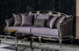 Casa Padrino Luxus Barock Sofa Lila / Schwarz / Gold - Handgefertigtes Wohnzimmer Sofa mit dekorativen Kissen - Wohnzimmer M�bel im Barockstil - Edel & Prunkvoll