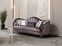 Casa Padrino Luxus Barock Wohnzimmer Sofa Lila / Schwarz / Gold 250 cm
