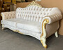Casa Padrino Luxus Barock Sofa Silber / Creme / Gold - Barockstil Wohnzimmer Sofa mit Glitzersteinen - Luxus Wohnzimmer M�bel im Barockstil - Barock M�bel - Barock Einrichtung