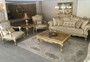 Casa Padrino Luxus Barock Sofa Gold / Antik Gold - Prunkvolles Wohnzimmer Sofa mit elegantem Muster - Barock Wohnzimmer M�bel