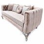 Casa Padrino Luxus Barock Wohnzimmer Sofa Rosa / Silber 235 cm - Prunkvolles Barockstil Sofa mit Kissen - Barock Wohnzimmer M�bel