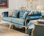 Casa Padrino Luxus Barock Sofa Blau / Wei� 225 x 87 x H. 101 cm - Wohnzimmer Sofa mit dekorativen Kissen - Wohnzimmer M�bel im Barockstil