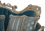 Casa Padrino Luxus Barock Sofa Blau / Gold - Handgefertigtes Barockstil Wohnzimmer Sofa mit elegantem Muster - Barock Wohnzimmer M�bel