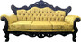Casa Padrino Luxus Barock Sofa Gold / Dunkelbraun - Prunkvolles Wohnzimmer Sofa mit elegantem Muster - Wohnzimmer M�bel im Barockstil 