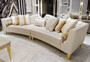 Casa Padrino Luxus Barock Sofa Wei� / Gold - Gebogenes Wohnzimmer Sofa - Hotel Sofa - Luxus Barock Wohnzimmer & Hotel M�bel
