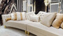 Casa Padrino Luxus Barock Sofa Wei� / Gold - Gebogenes Wohnzimmer Sofa - Hotel Sofa - Luxus Barock Wohnzimmer & Hotel M�bel